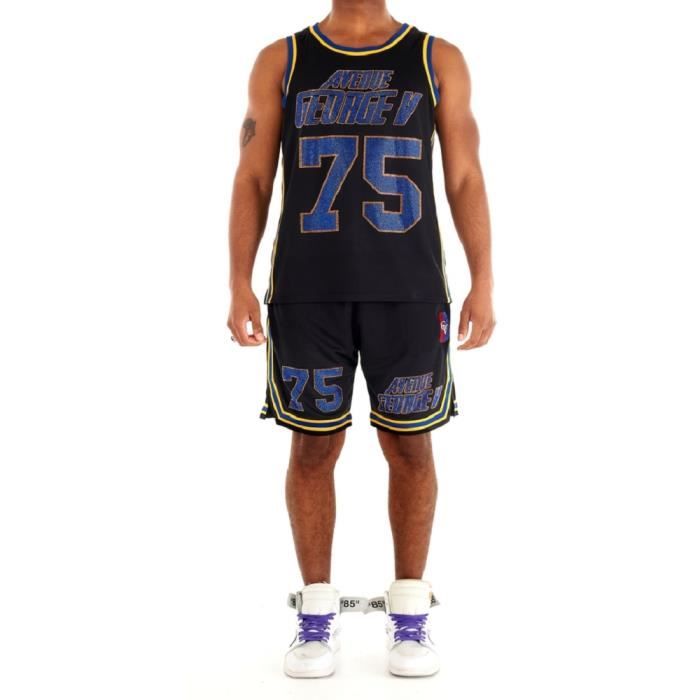 Ensemble de basket ball George V Noir et bleu Manches courtes Respirant Noir et bleu Cdiscount Sport