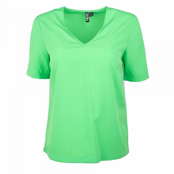 Haut Femme Manches Longues En Organza Fleuri Vert - Marque T.O.P. - Neuf Avec étiquettes