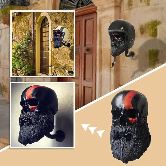 Motorcycle Skull Helmet Holder, Porte-Casque Moto Crâne, De Monté Mural La  Résine Étalage Casque, pour Vélo, Manteaux, Casquettes, - Cdiscount Auto