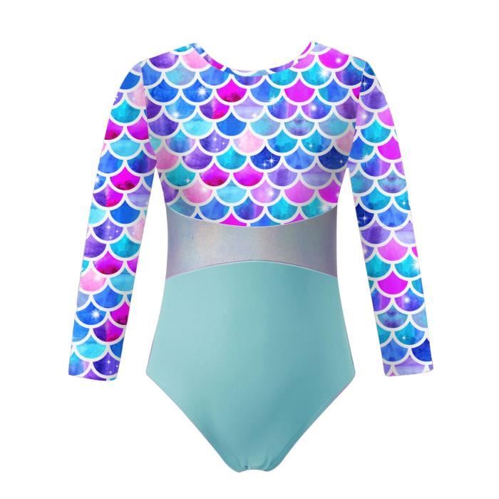 Iiniim Enfant Fille Justaucorps Gymnastique Imprimé Licorne Manches