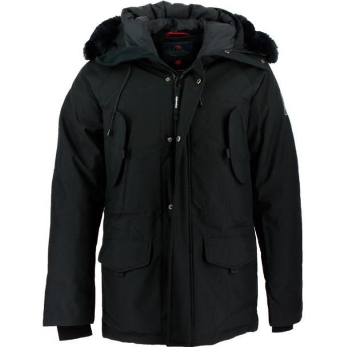 Parka Helvetica BLACK EDITION Capuche a fourrure Cordon de serrage Polyester Noir Cdiscount Pret a Porter