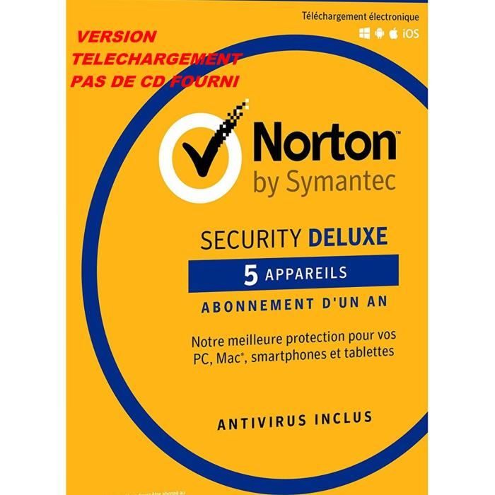 Logiciel antivirus norton pour 5 pc - Cdiscount