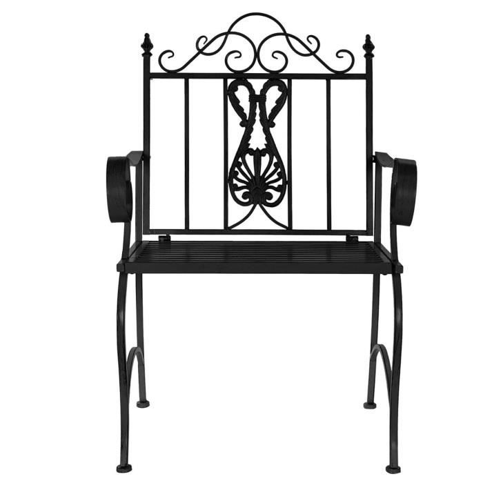 chaise de jardin en métal coloris noir vieilli -longueur 63,5 x profondeur 52 x hauteur 98 cm