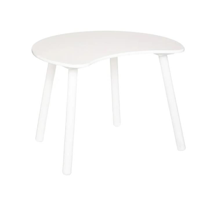 table enfant en bois mdf et lin coloris blanc - longueur 60 x profondeur 50 x hauteur 43 cm