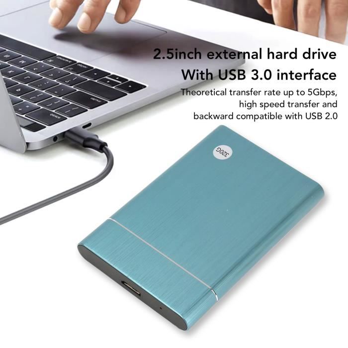 Disque Dur Externe Portable Bipra 500 Go – Formaté En FAT32, USB 2.0, Boîtier Aluminium Bleu Métallisé