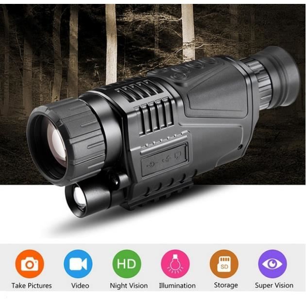 Caméra Thermique Monoculaire 8x Avec Zoom - Vision Nocturne Infrarouge 32 Go Pour Chasse