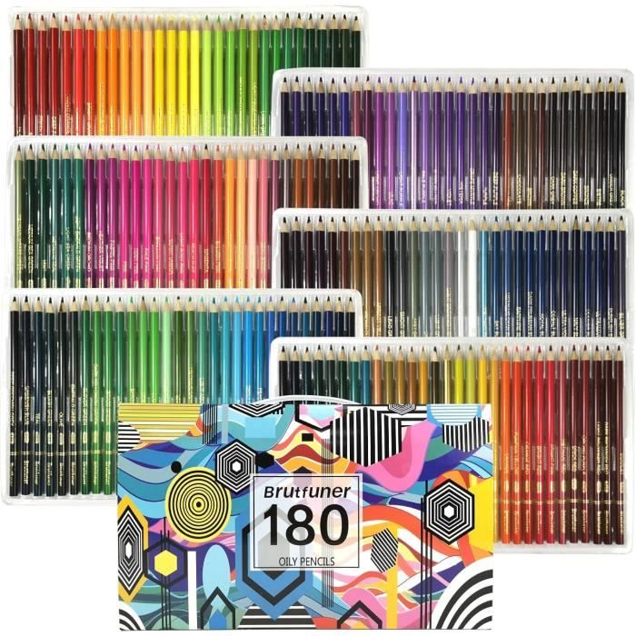 RUMOCOVO® Lot de 180 Crayons de Couleur à l'huile Professionnels en Bois, Stylos de coloration ,pour Aquarelle, Dessin, Croquis
