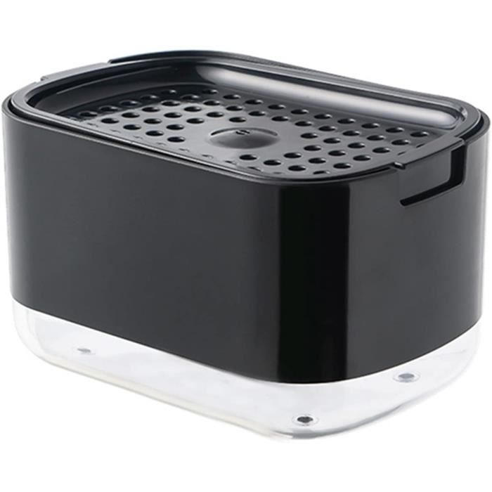 Distributeur De Savon Avec Porte-Éponge – 280 Ml, Résine, Design Compact | Pour Évier De Cuisine Ou Salle De Bain, Couleur Blanc Ou Noir