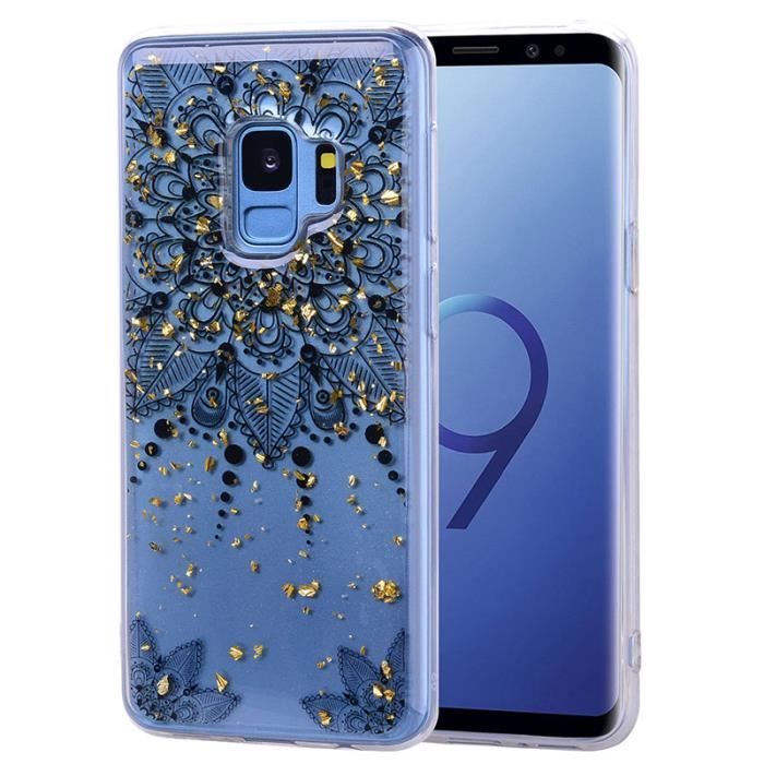 Coque Samsung Galaxy S9, Transparent Feuille d'or