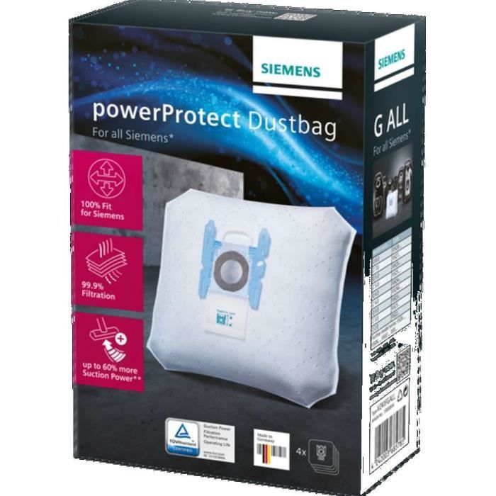 Sacs aspirateur - Siemens - PowerProtect Dustbag - 4 sacs + 1 micro filtre - Compatible avec aspirateurs - Siemens