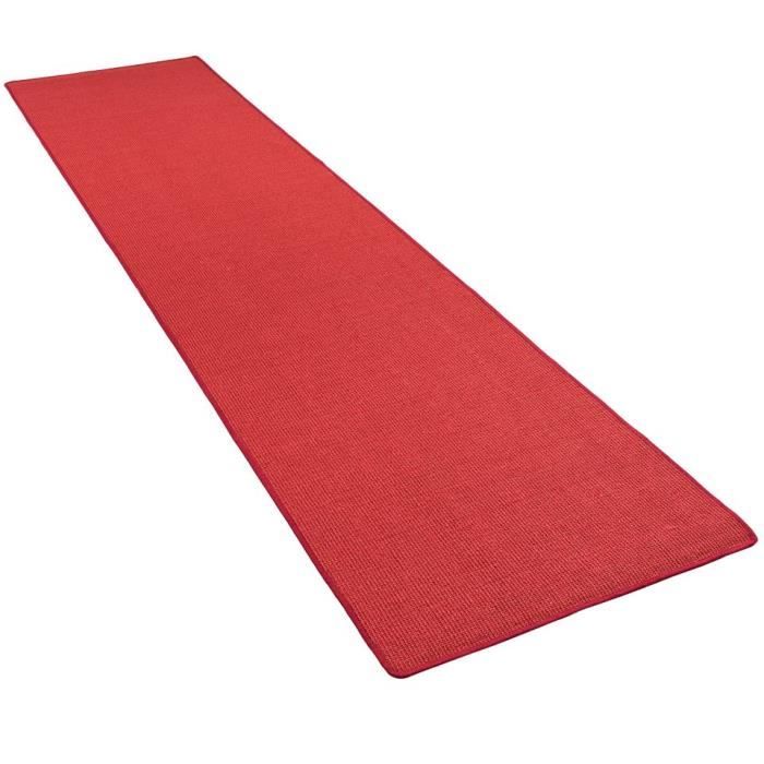 Tapis - SNAPSTYLE - Astra - 80x240 cm - Rouge - Fibres naturelles ...