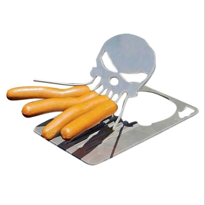 Lot De 4 Supports à Saucisses Barbecue Inox - Accessoire Hot-Dog Portable Et Amusant