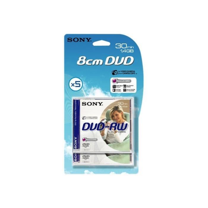 Lot De 5 DVD RW 8cm Sony DMW 30A Capacit 1 4 Go Vitesse D lot-de-5-dvd-rw-8cm-sony-dmw-30a-capacit-1-4-go-vitesse-d