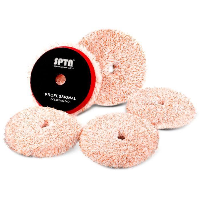 Lot 3 Tampons Polissage Laine D’Agneau SPTA 150 Mm – Coupe Lourde/Moyenne/Légère Pour Polisseuse Voiture