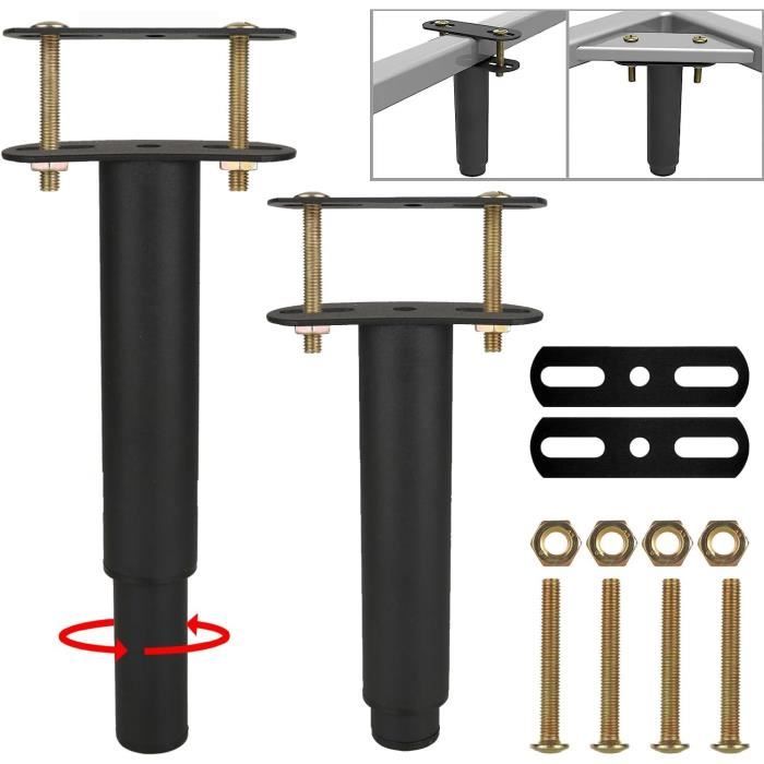 Quatro - Set de 4 pieds de lit universels cylindriques en hêtre 16 cm - Noir