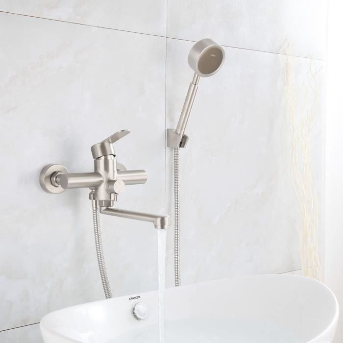 Robinet évier cuisine mural encastrable douchette pistolet flexible
