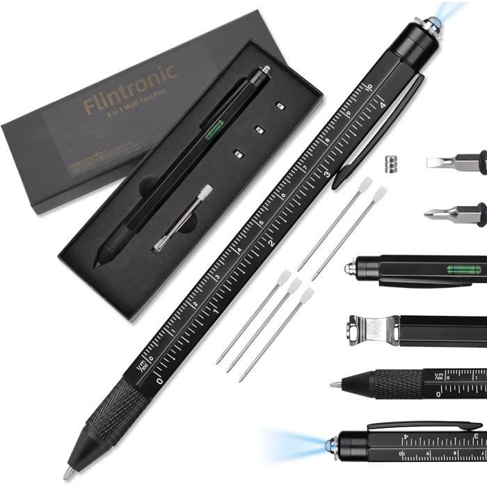 Flintronic Stylo Multifonction 8 en 1, Cadeau Homme, Cadeau Homme Noel