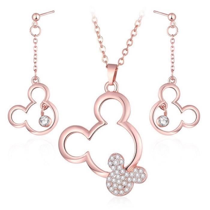 Parure Bijoux Mickey Cristal Swarovski* Blanc Plaq Parure Bijoux Mickey Cristal Swarovski* Blanc Plaq