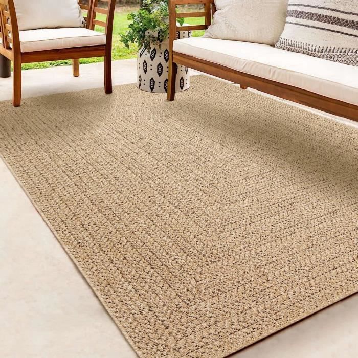 Tapis extérieur en jute - THE CARPET - 200x290 - Résistant UV - Beige
