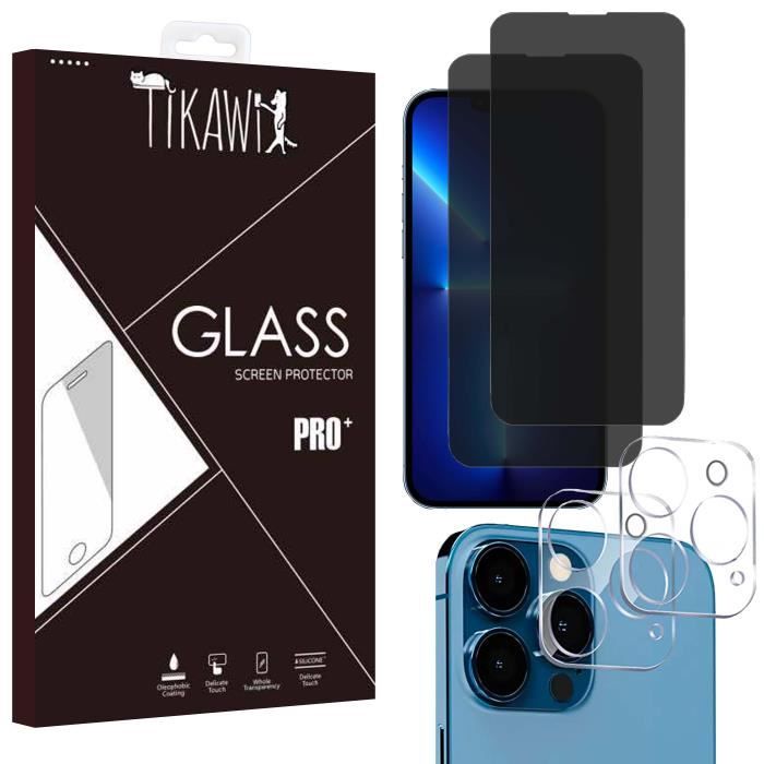 Tikawi x4 Verre trempé Anti Espion Iphone 13 Pro Max (6.7') [2 Ecran + 2  Caméra] Résistance Protection Avant + Arrière [Anti-traces] - Cdiscount  Téléphonie