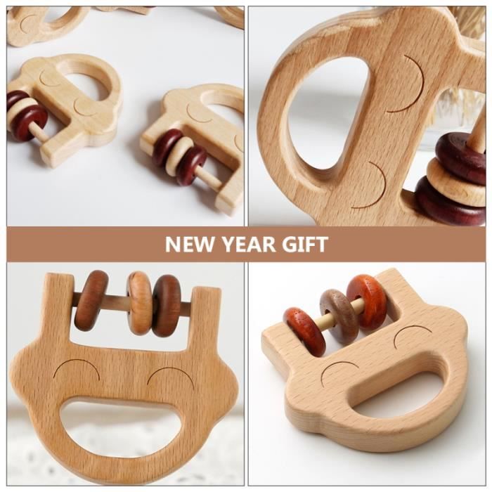1pc Hochet En Bois Cloche Jouet A Main Pour Bebe Enfant En Bas Age Cadeau Transat Cdiscount Puericulture Eveil Bebe