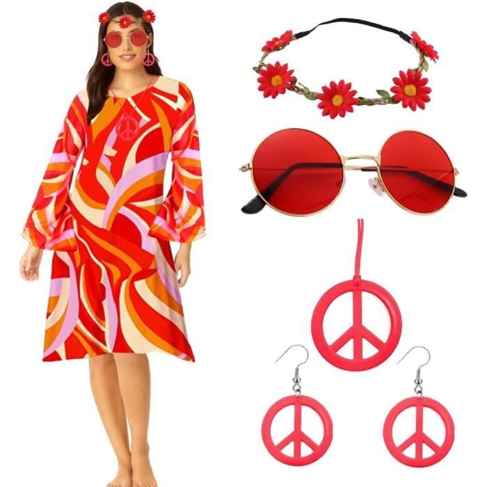 Tenue Des Annees 60 Pour Femme Des Annees 70 Costumes Vintage Pour Fete A Theme Vetements Hippie Pour Femme Accessoires Pour P9169 Cdiscount Informatique
