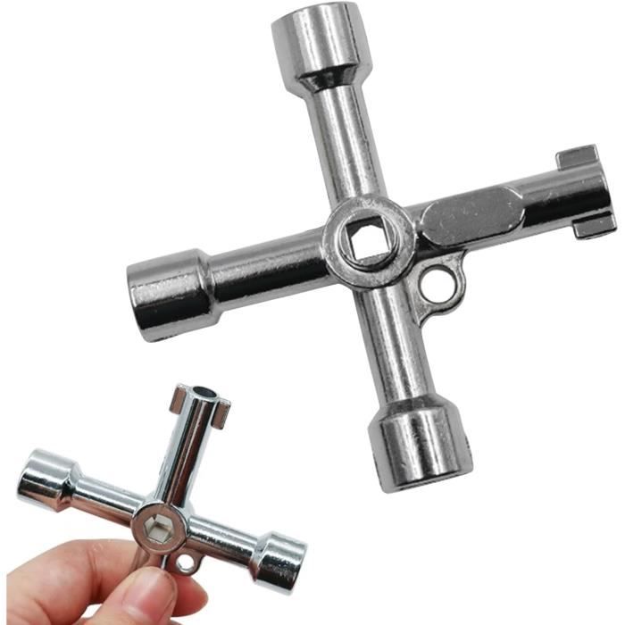 Knocery 2 Pièces Clé Universelle, 4 Voies Clé Pompier Multifonction