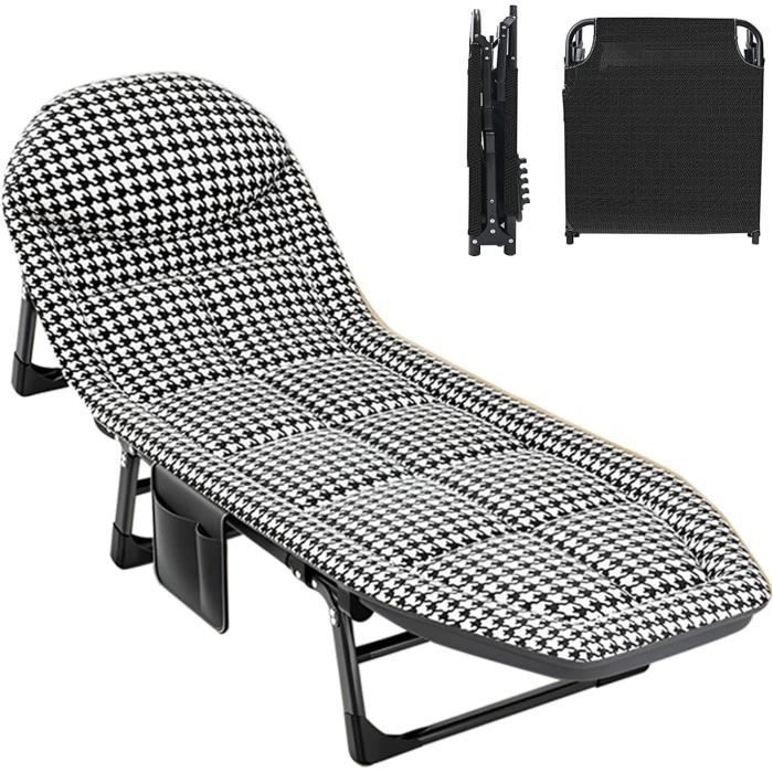 Transat Pliable Pour Jardin Et Plage – Dossier Ergonomique, Coussin Hydrofuge, Cadre Métallique, Capacité 150 Kg, Vert