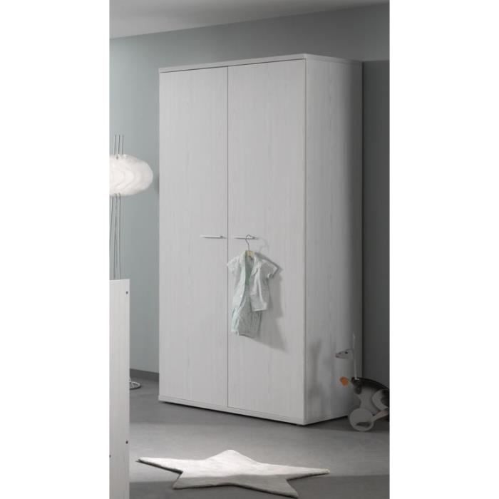 Armoire Enfant Penderie De 2 Portes Chene Blanc Helgy Achat