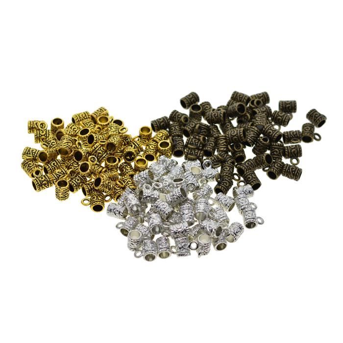 Lot De 200 Perles Cylindriques En Aluminium Or Jaune 6mm - Pour Bricolage Et Création De Bijoux