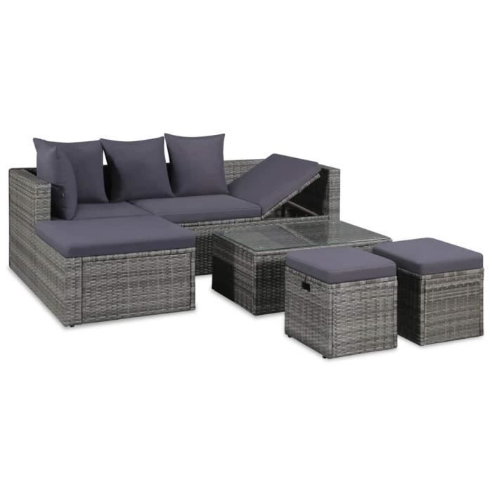 vidaXL Salon de jardin 4pcs Résine Tressée - vue 2