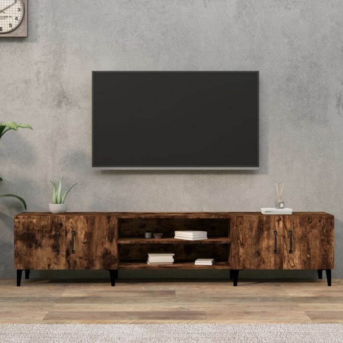 vidaXL Meuble TV chêne fumé 180x315x40 cm bois dingénierie 816269