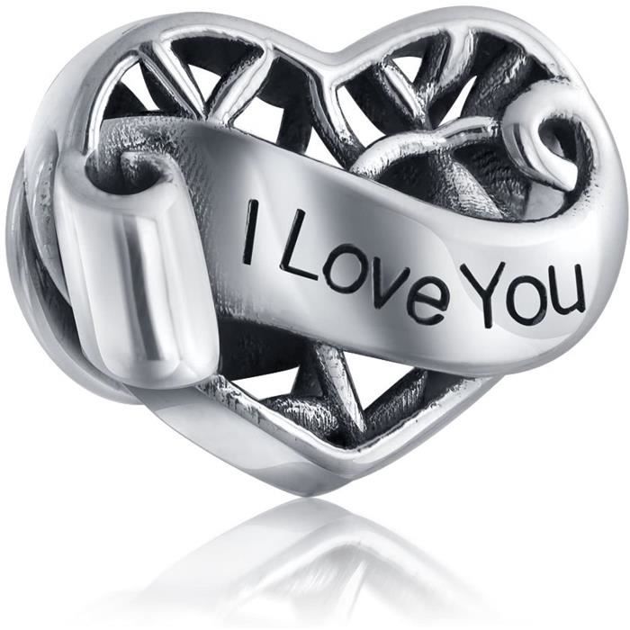 Charme Pendentif 'J'aime' En Argent Sterling S925 - Parfum, Pierre Rose, Breloque Perle - Neuf Avec étiquette