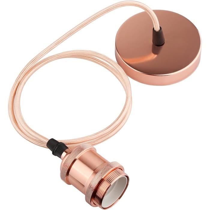 Kit 2 Suspensions Lampe E27 Avec Câble - Pendentif Industriel Vintage Chromé Pour Lustre Plafond DIY