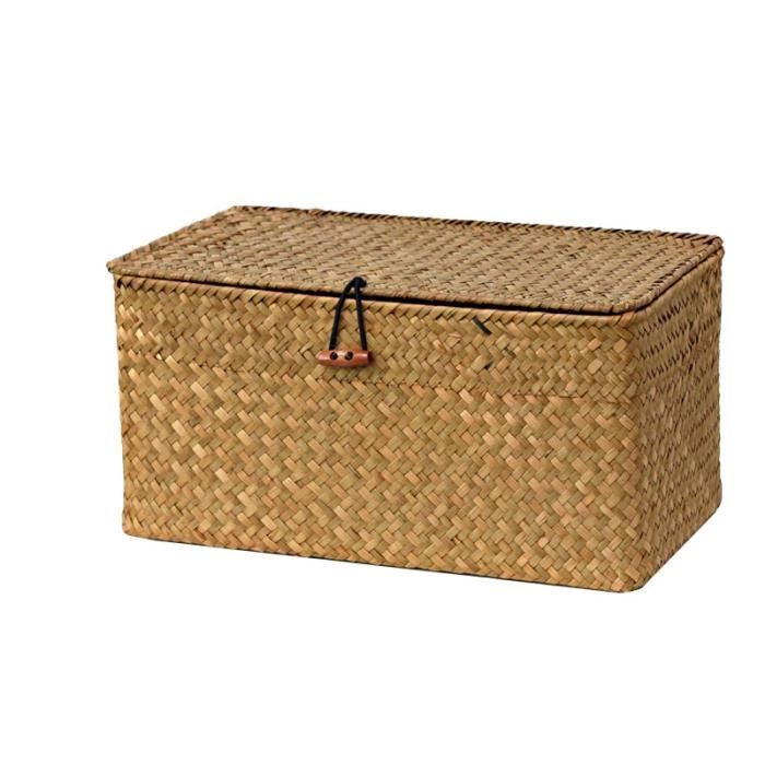 Panier De Rangement En Osier Avec Couvercle - Boîte De Rangement Pour Etagere 2 Pieces Cafe 32 X 28 X 7 Cm Panier De Rangement En Osier Avec Couvercle - Boîte De Rangement Pour Etagere 2 Pieces Cafe 32 X 28 X 7 Cm