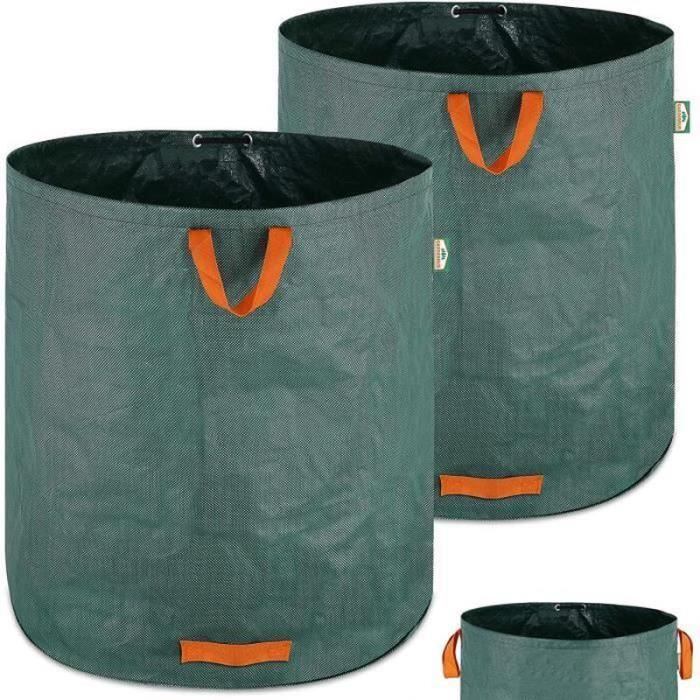 Sac Gravat 2 Sacs à Déchets Jardin 500L - Pliables, Réutilisables, Avec Poignées - Vert Sac Jardin Réutilisable