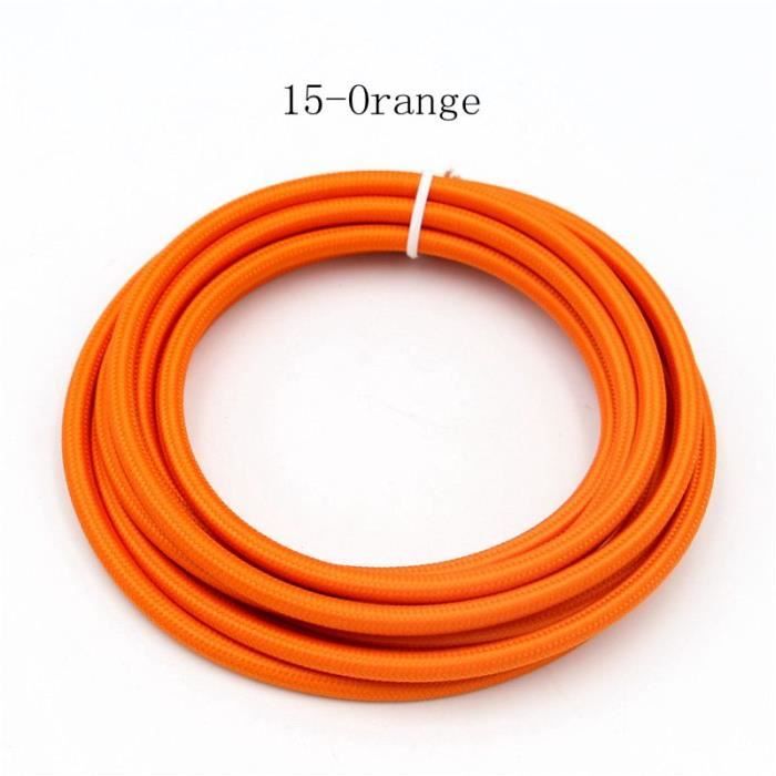 Cordon alimentation textile orange pour lampe ou récepteur petite puissance  2,5 A