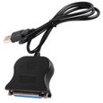Adaptateur de câble d'imprimante Port parallèle USB à 25 trous Port d'impression USB vers LPT Noir AC1816-1