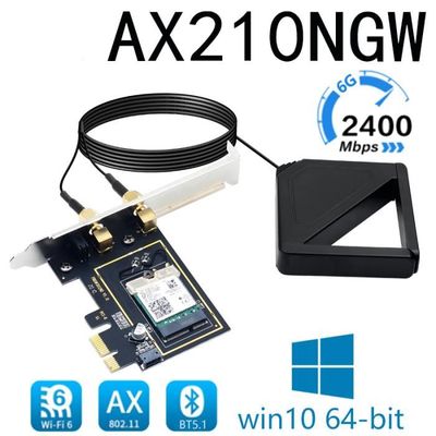 AX210HMW Carte Réseau sans Fil Mini PCIE Carte Réseau pour Ordinateur 5374M  Wifi 6E 5G Carte Wifi Triple Bande Gigabit Carte Réseau 6G 2400Mbps pour  WIN10 (64bit)