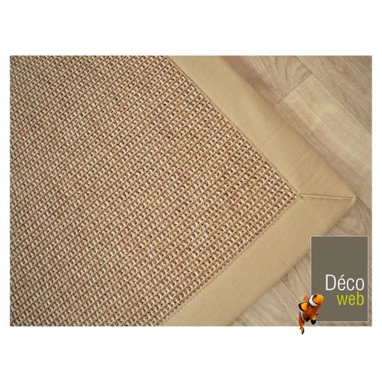 Tapis tissé plat - lombok naturel - ganse coton beige - 140 x 200 cm