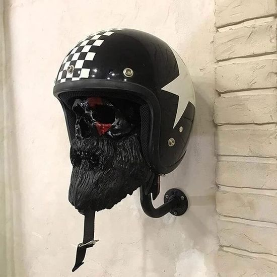 Support Mural Pour Casque Moto En Forme De Crâne - En Résine, Dimensions Environ 24x22x9 Cm, Décoration Murale Et Pratique - 5