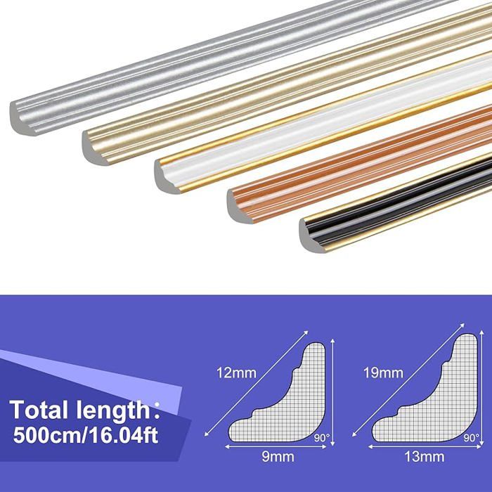 Moulure Murale Adhésive Brillant Or – 1,2 Pouce X 3,2 Pieds – Uxcell Neuve
