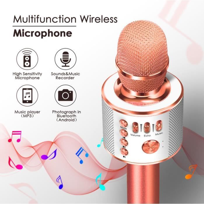 Karaoké Microphone USB, Microphone Sans Fil, Microphone Bluetooth