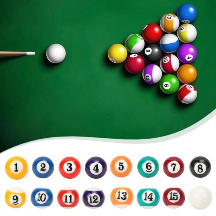 16 Pièces Mini Boules De Billard 32mm Résine - Jeu Portable Enfants Et Formation