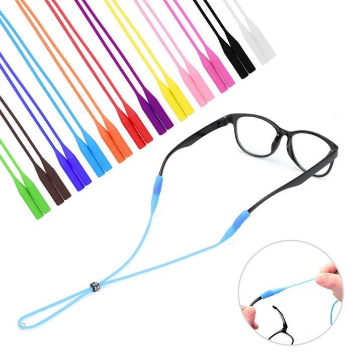 Lot De 4 Cordons à Lunettes Élastiques - Sangle Sport Enfants Anti-Perte (Gris/Noir/Orange/Bleu)
