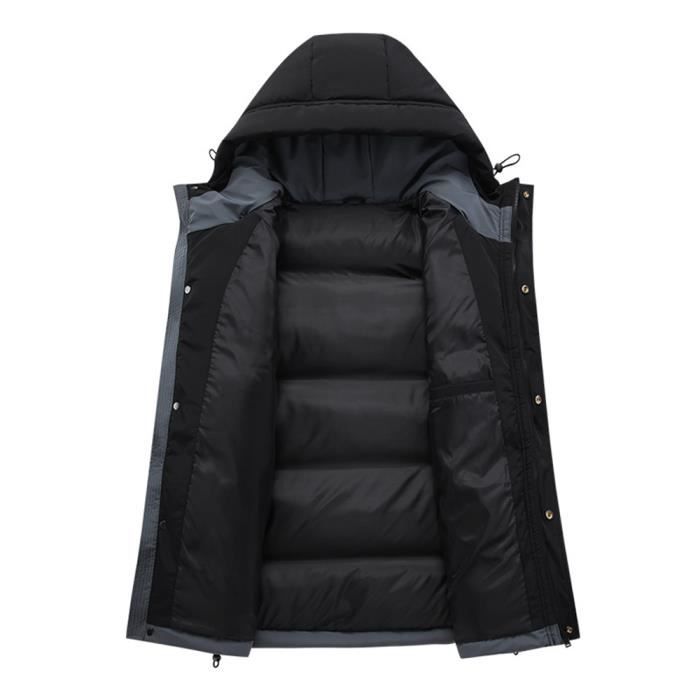 Veste Homme Hiver Chaud avec Capuche Manches Longues Casual Noir Noir - Cdiscount Pr??t-?�-Porter