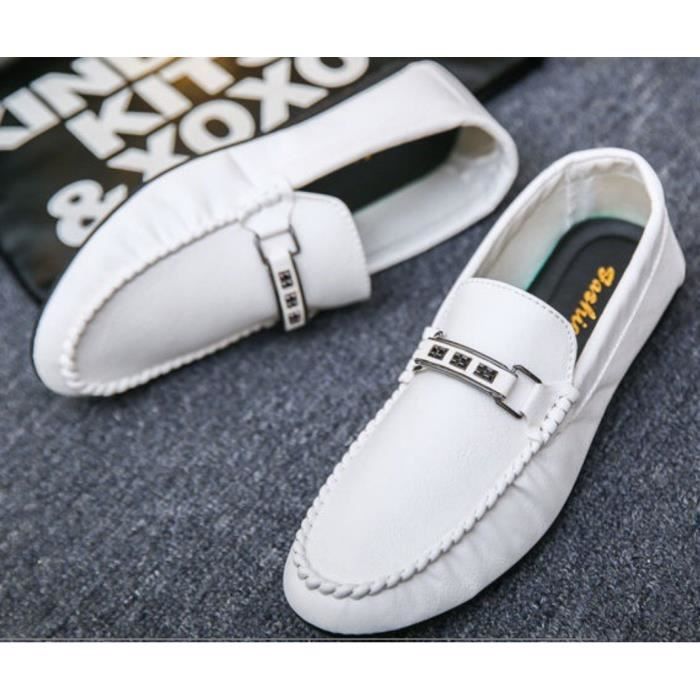 Mocassin blanc homme pas cher top