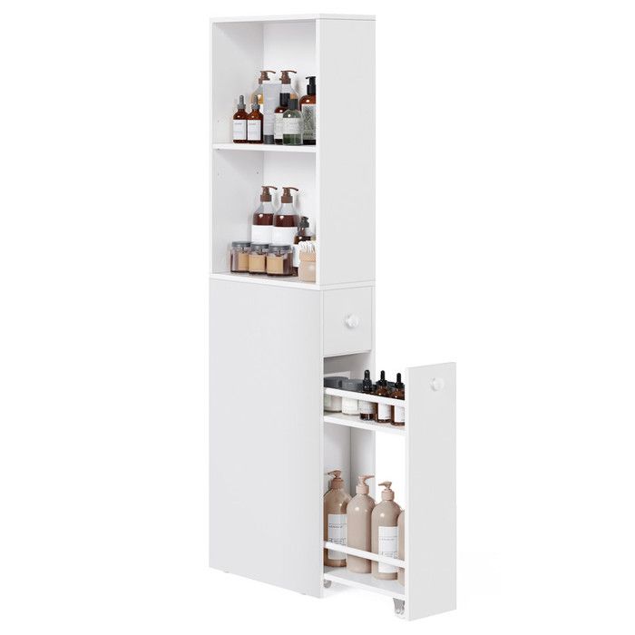Vounot® Meuble De Rangement Haut Armoire De Salle De Bain Avec Etagère Réglable Tiroir Et Armoires à Portes Meuble Colonne Pour Chambre Salon Cuisine Et Couloir 20x20x180cm Gris