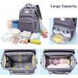 QQ43160-sac à langer pour bébé sac à dos, sacs à langer grande capacité, sac à langer de voyage portable avec lit pliable(gris)-2