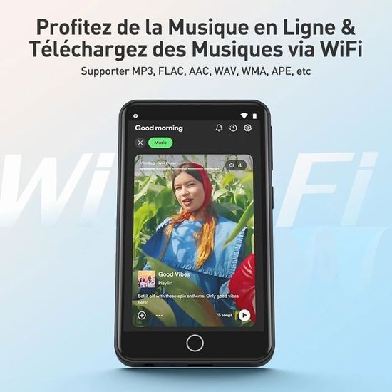 Lecteur MP4 AGPTEK Android 8.1 - 3,5" Tactile WiFi/Bluetooth Avec Spotify, Deezer, 16Go + Slot 128Go